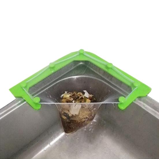 Triangel Köksfilterpåse Diskbänk Avloppskorg Förvaring Sil Organizer Rack
