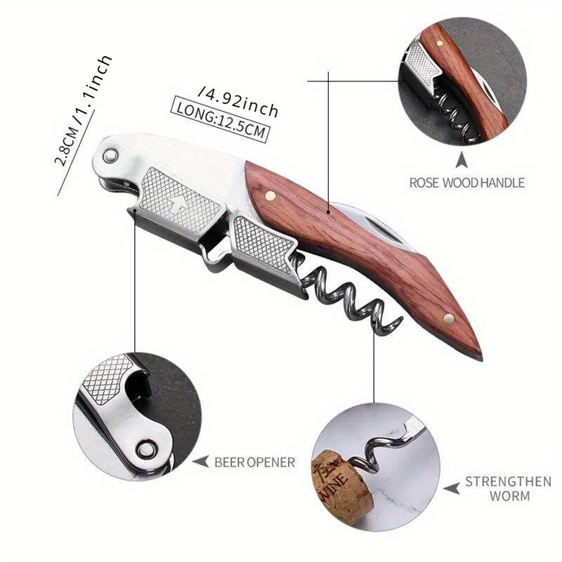 Wood Handle Corkscrew Professional Wine Opener Portable Screw Corkscrew Multifunction Beer Cap Bottle Opener Kitchen Bar Tool