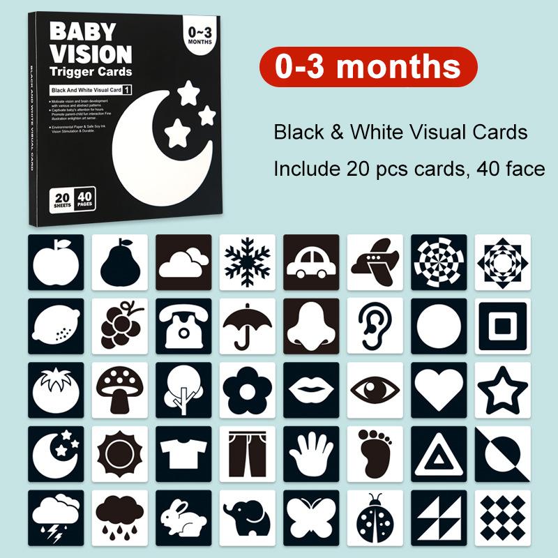 Baby Visual Stimulation Cards Montessori High Contrast Shiny Card Infant Present For Kids Cognition Plaything For Kids
