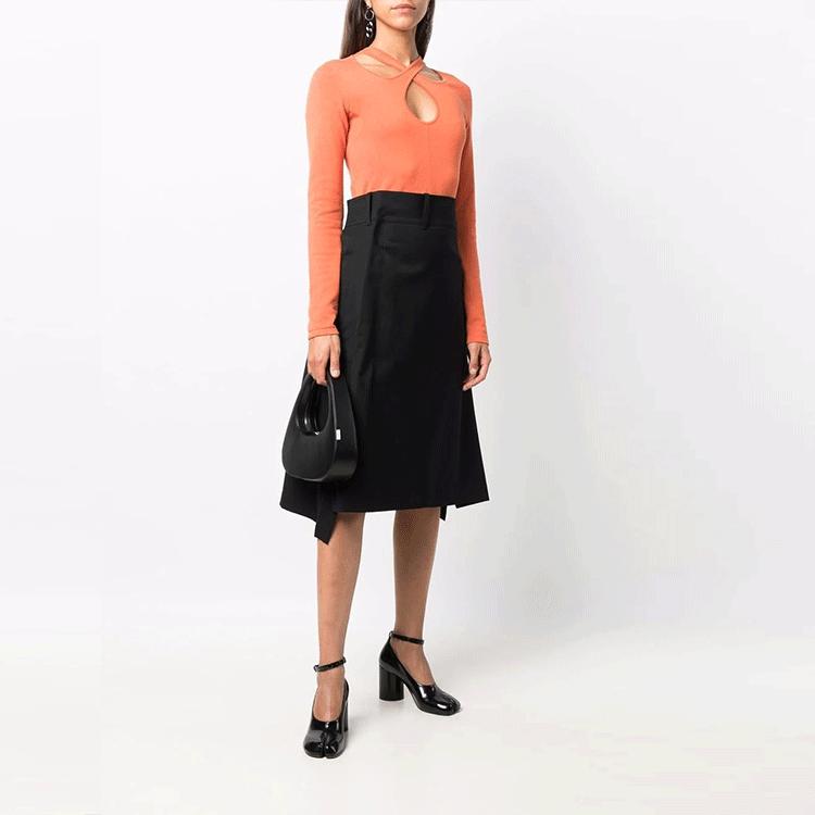 Y-3 Ss21 Solid Color Asymmetrical Midi Skirt Women Skirts Black HB6331-BLACK