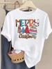 (Asian Size) watercolor trend Tee Top Christmas Festival New Year Clothing T Shirt Women Fashion Print Female Woman Short Sleeve Graphic T-shirts