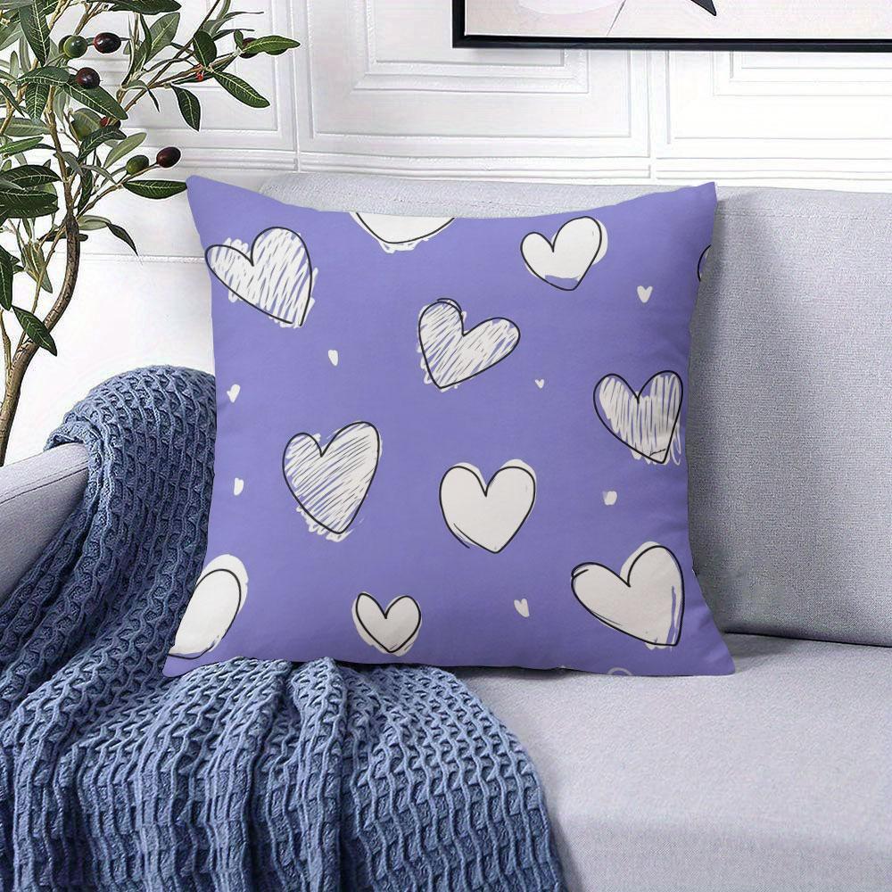 Lavender Heart square Jacquard Pillow Cover for Sofa Office Waist Cushion Cover Home Decorative Pillowcase