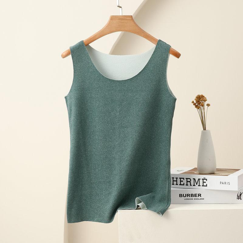 Women's AB Side Double Fleece Round Neck Thermal Tank Top Slim Base Layer Vest M-2XL
