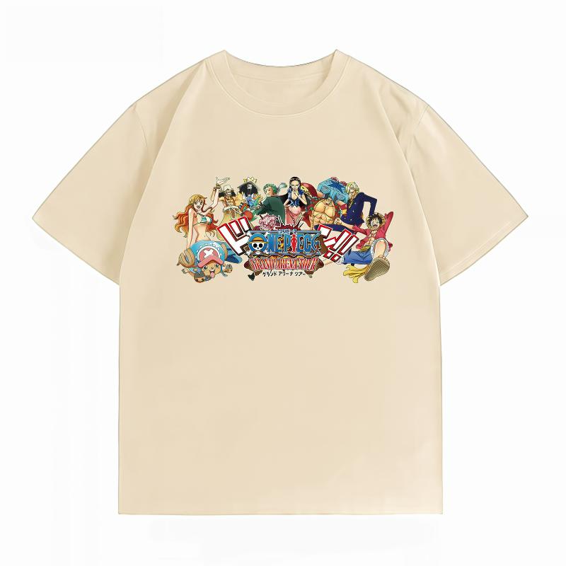 Unisexs Clothing New 100 Cotton Breathable Summer TShirt One Piece Straw Hat Crew Print Casual Streetwear Unisexs Tops