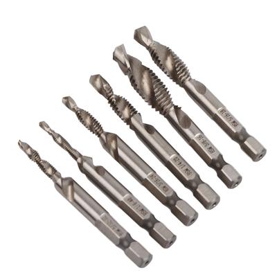 6Pcs Threaded Drill Taps High Speed Steel Portable Thread Tapping Tool with Hex Shank