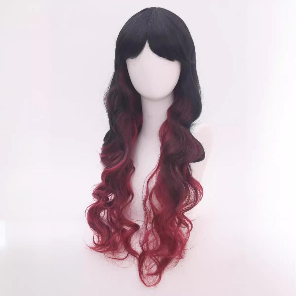 Long Curly Hair Gradual Change Wig Hairstyle Wig Multi-Color Color, Hair Women Medium And Long Headgear