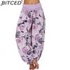 BITCED 15 Color Women Casual Elastic Waist Plus Size Print Long Trousers Straight Loose Long Pants Haren