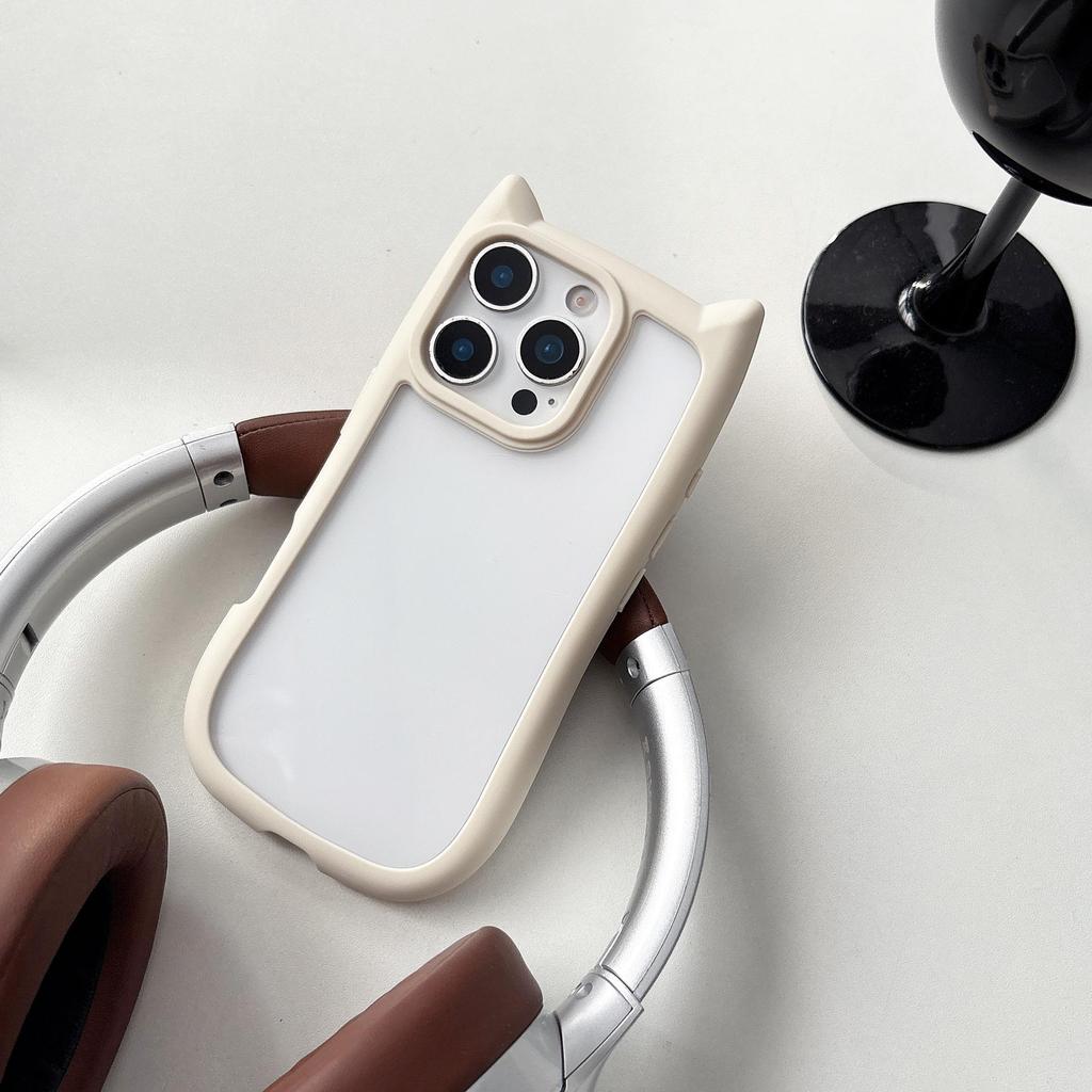 Cat Ears Epoxy Phone Case for Apple 17 Pro Max - High-End, Drop-Proof, Trendy Design for Women