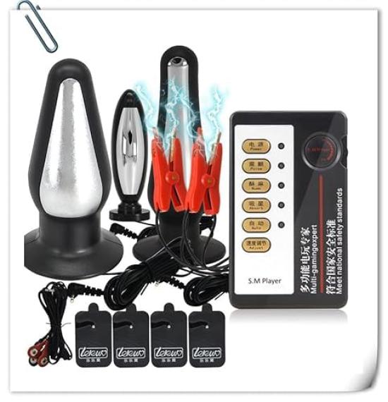Electric Shock Set Anal Plug Electric Anal Plug Anal Beads Dilator Anal Vibrator Electric Masturbator Anal Plug Electric Shock Machine Sex Toy Adult