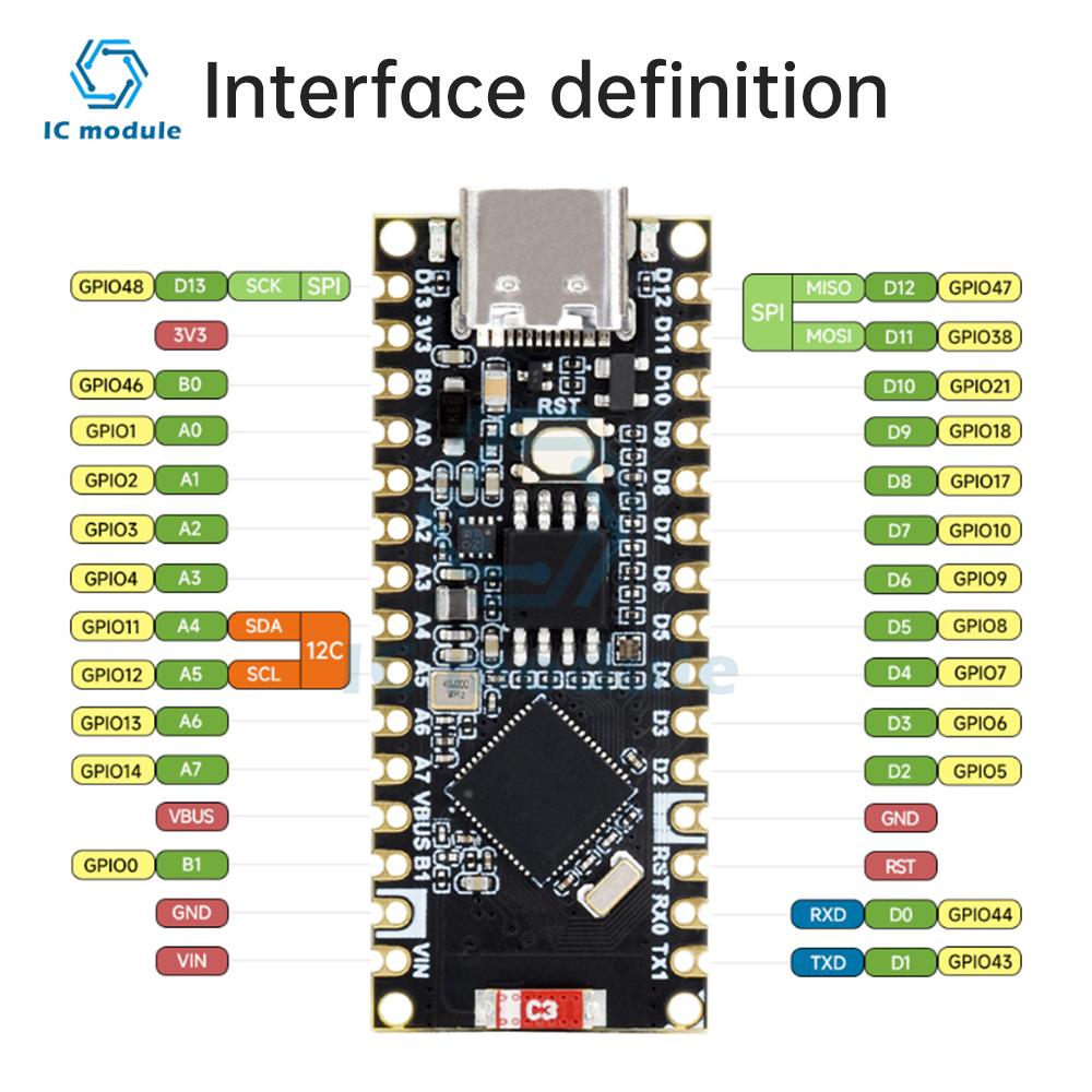 ESP32-S3 Nano WiFi Bluetooth Development Board IoT Development Board Based on ESP32-S3R8 for Arduino