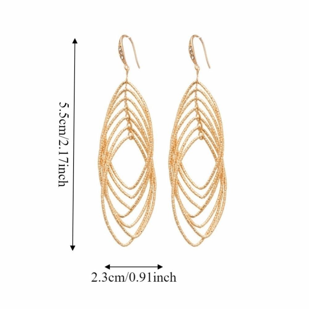Exaggerated Metal Hollow Earrings Gold Silver Ear Hook Exquisite Long Tassel Dangle Earrings Gift