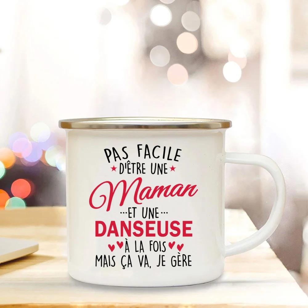 Best Mom In The World French Print Enamel Mug Creative Coffee Cup Drinks Water Milk Cup Enamel Mug Home Drinkware Gift for Maman