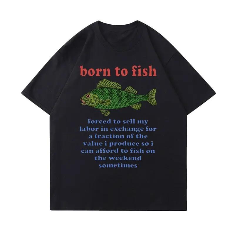 Buy A Unisex Eat Fish He Day Teach Fish Unisex To A Lifetime Printed Funny Meme Casual Tshirt Short Sleeve Round Neck Women Clothing