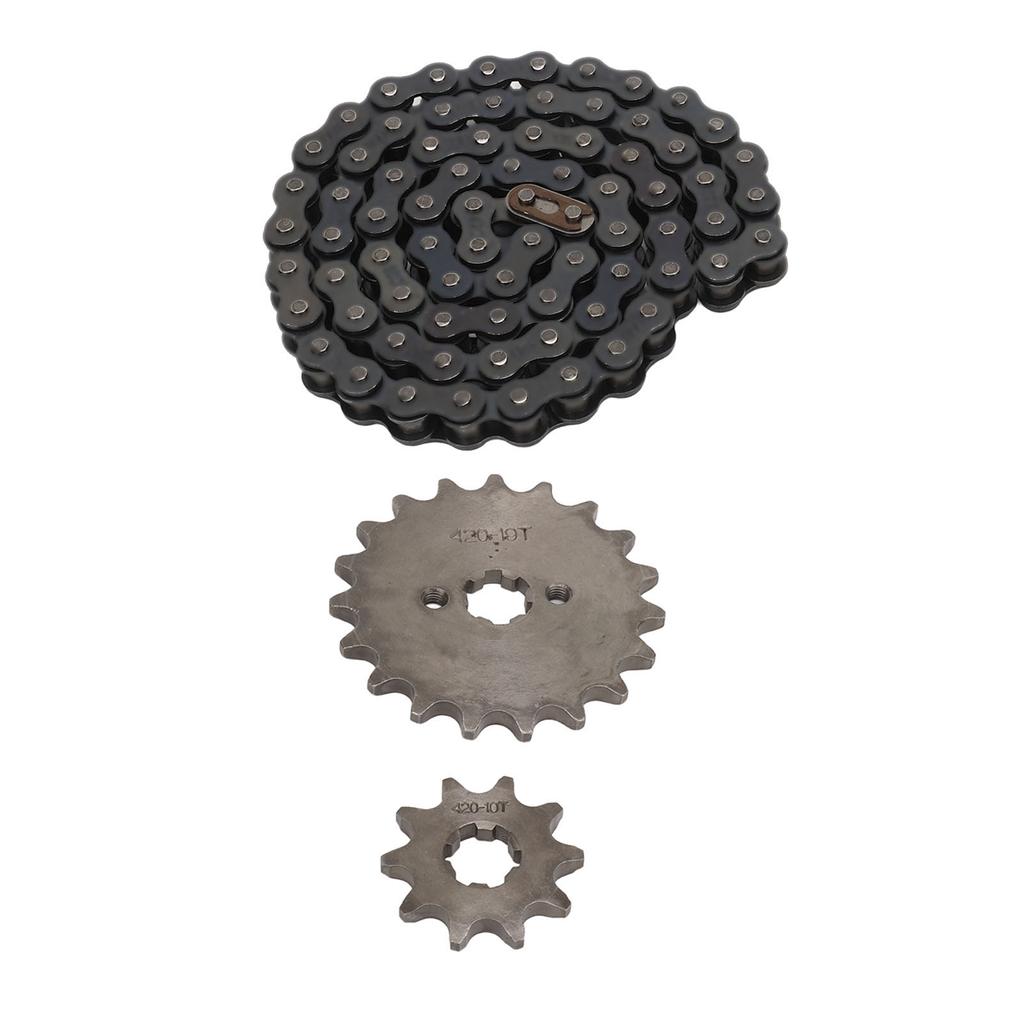 420 19T Front Engine Sprockets 10 Tooth Rear Sprocket Steel 420 Chain Kit for Off Road Bicycle ATVs