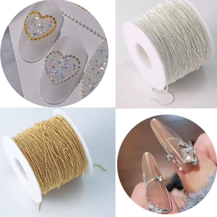 Luxury Spicy Girl Nail Art Metal Bead Chain Decoration - Gold & Silver DIY Nail Accessories