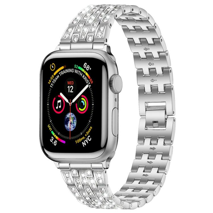 

xDfind Five Beads Full Diamond Metal Watch Band For Apple Watch 42 / 44 / 45 / 46 / 49mm серебряный