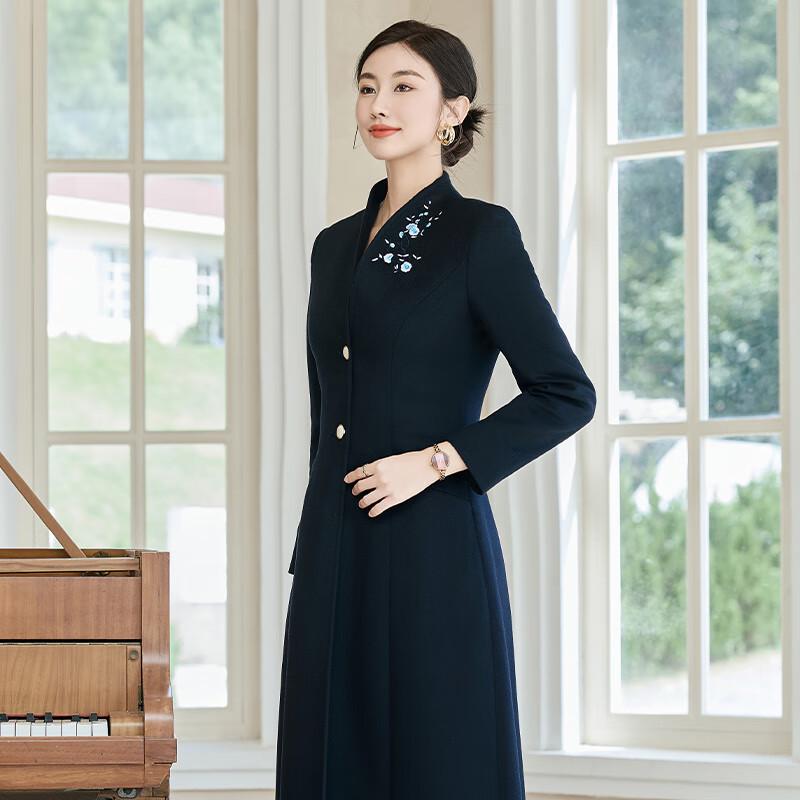Troloman New Chinese Style Women's Long Wool Coat