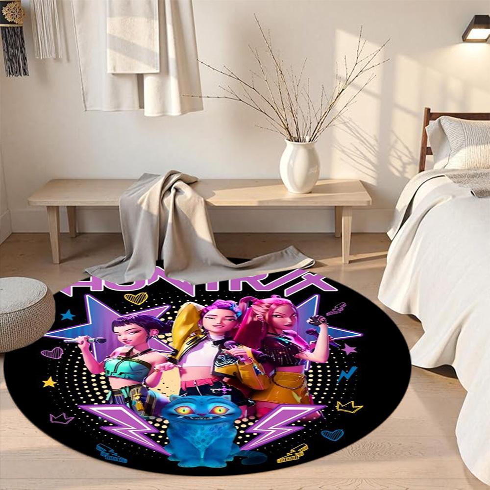 K-pop Round Floor Mat Suitable for Study Room Entryway Bedrooms Hallway Antislip Round Carpet Office Home Decor