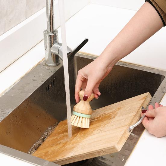 2Pcs Bamboo Dish Brush Flexible Bristles Ergonomic Handle Oil Proof Stain Removal Sink Plate Bowl Pan Scrub Cleaning Scrubber Kitchen Supplies