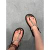 Lambskin sparkling rhinestone pinch flip-flops summer new fairy wind vacation beach flat toe sandals