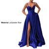 Lady Dress Side Slit A-Line Satin Sleeveless Spaghetti Straps Banquet Dress for Parties