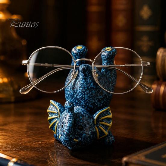 Retro Style Eyewear Support Inverted Elephant Glasses Holder, Handmade Resin Eyeglass Stand, Unique Desk Organizer Decorative for Home Office Durable