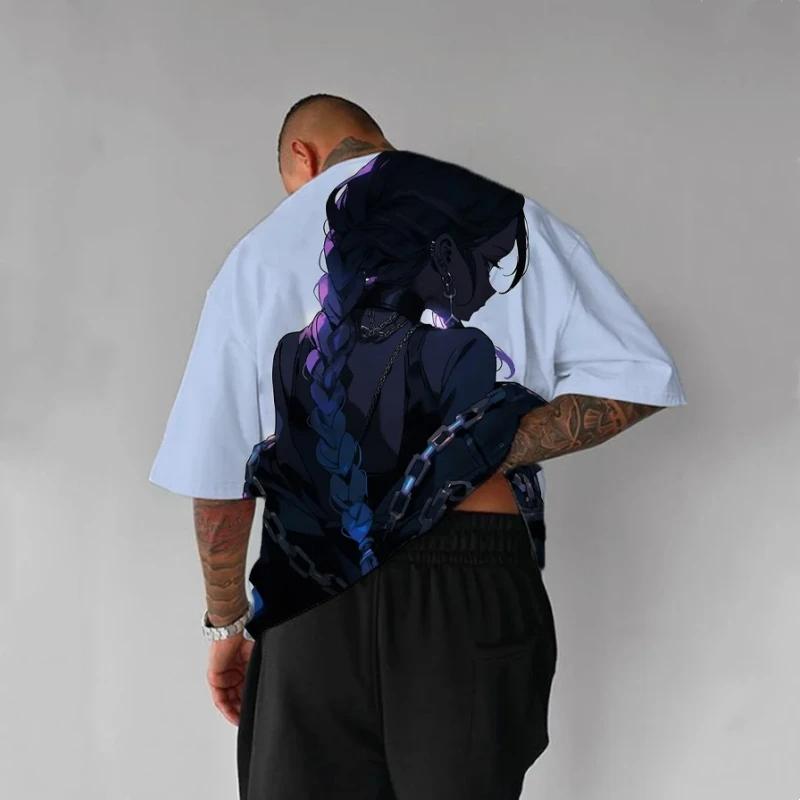 

Мужская футболка, летняя модная футболка с изображением персонажа аниме, 3D-принт сексуальной красоты, уличный тренд, свободный топ, короткий рукав S