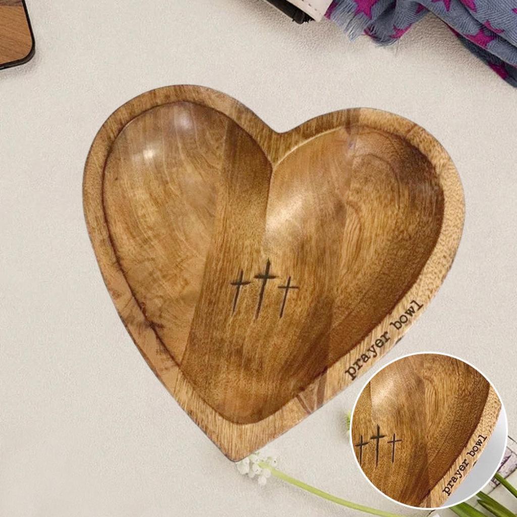 Wooden Heart Blessing Bowl Handcrafted Blessing Bowl With Cards, Dough Bowl With Blessing Cards, Religious Gifts, Heart Blessing Bowl, Christmas Gifts