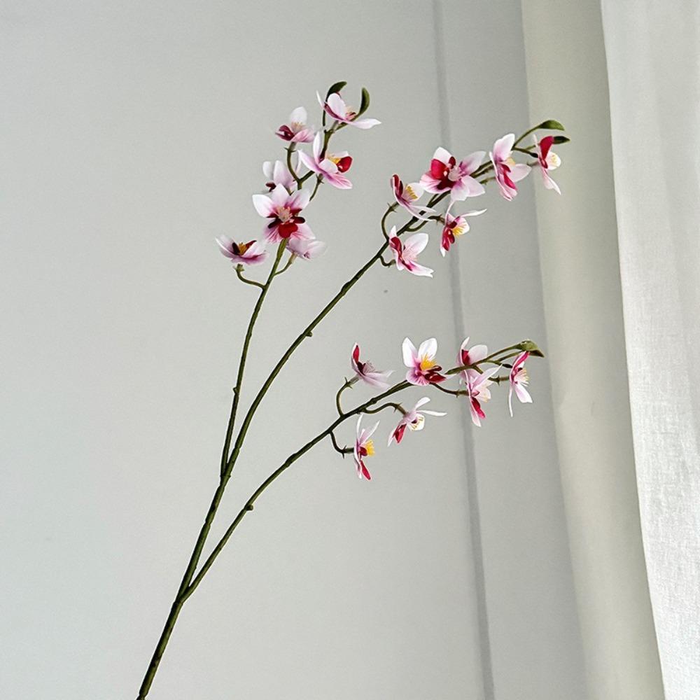 

Реалистичные шелковые искусственные цветы магнолии 75 см, разноцветные, на длинной ветке, поддельные орхидеи, для домашнего декора фиолетовый