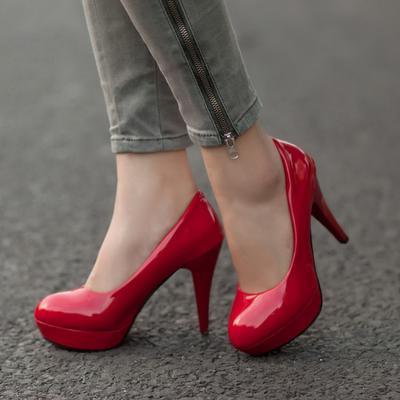 Fashion Women Pumps Fashion Classic Patent Leather High Heels Shoes Nude Sharp Head Paltform Wedding Women Dress Shoes Plus Size Tyh6