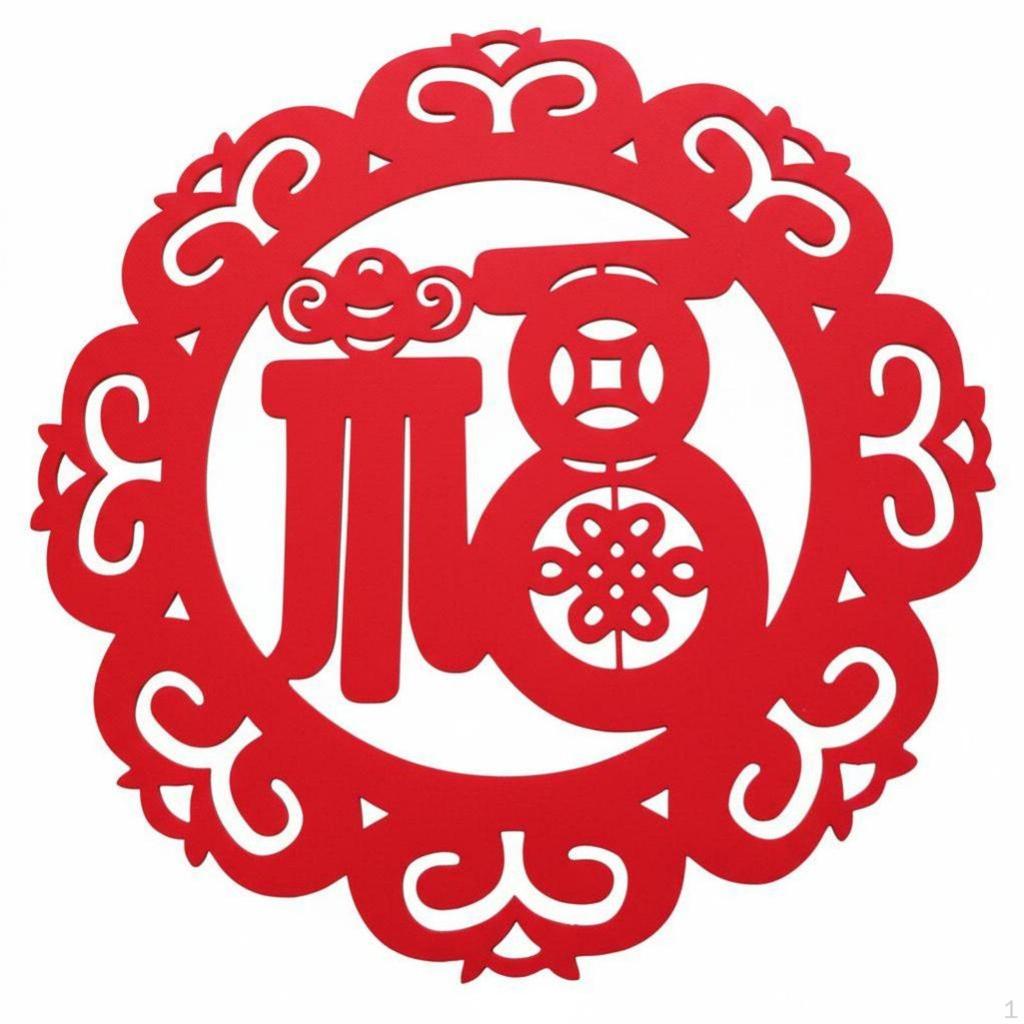 Fabric Fu Character Wall Decal, Chinese Year Door Sticker, Festive Pane Decor, Red Cutout, Home