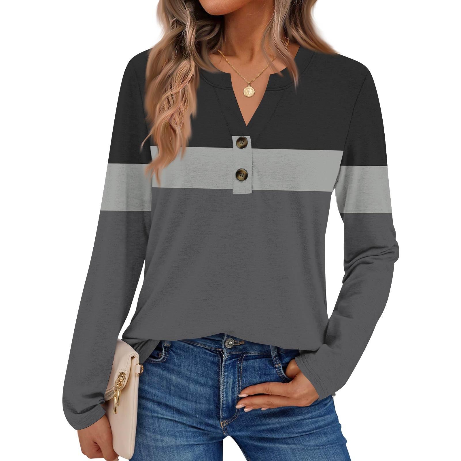 Women s Print Long Sleeve Shirts Elegant Casual Tops Trendy Shirts Tops S