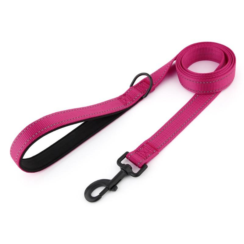 Reflective Nylon Dog Leash Soft Handle Heavy-duty Anti-Pull Pet Rope Outdoor Walking Training Leash for Small Medium Large Dogs