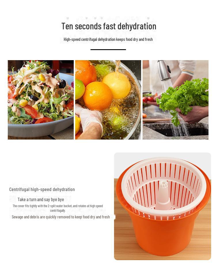 Manual Spin Dryer for Fruits & Vegetables: Multi-Purpose Salad Dehydrator & Drain Basket