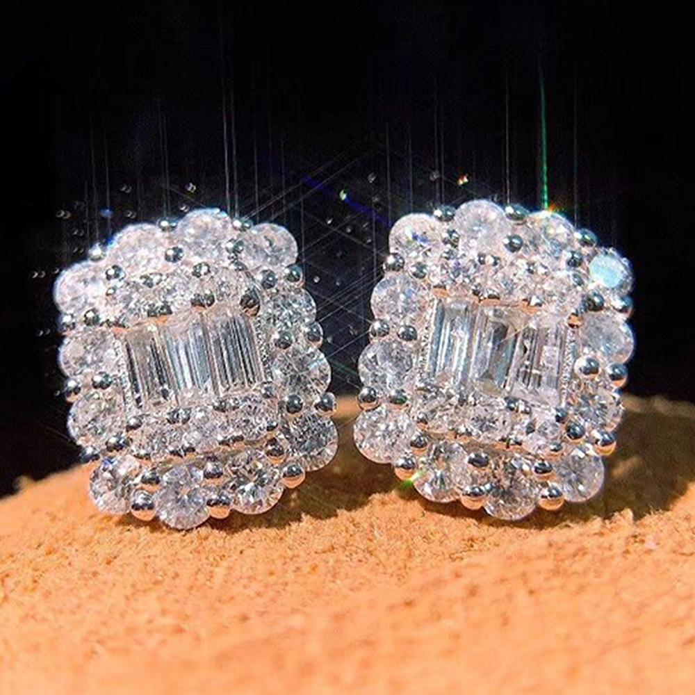 

ZAKOL Блестящие прозрачные серьги-пусеты с цирконом, женские, геометрические квадратные, сверкающие, с кристаллами, цирконом CZ, подарок белый