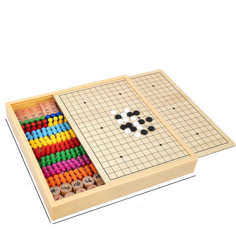 Multi-Board Game Set: Go-Moku, Checkers, Chinese Checkers, Chess, Animal Chess, Army Chess – Parent-Child Educational Toy