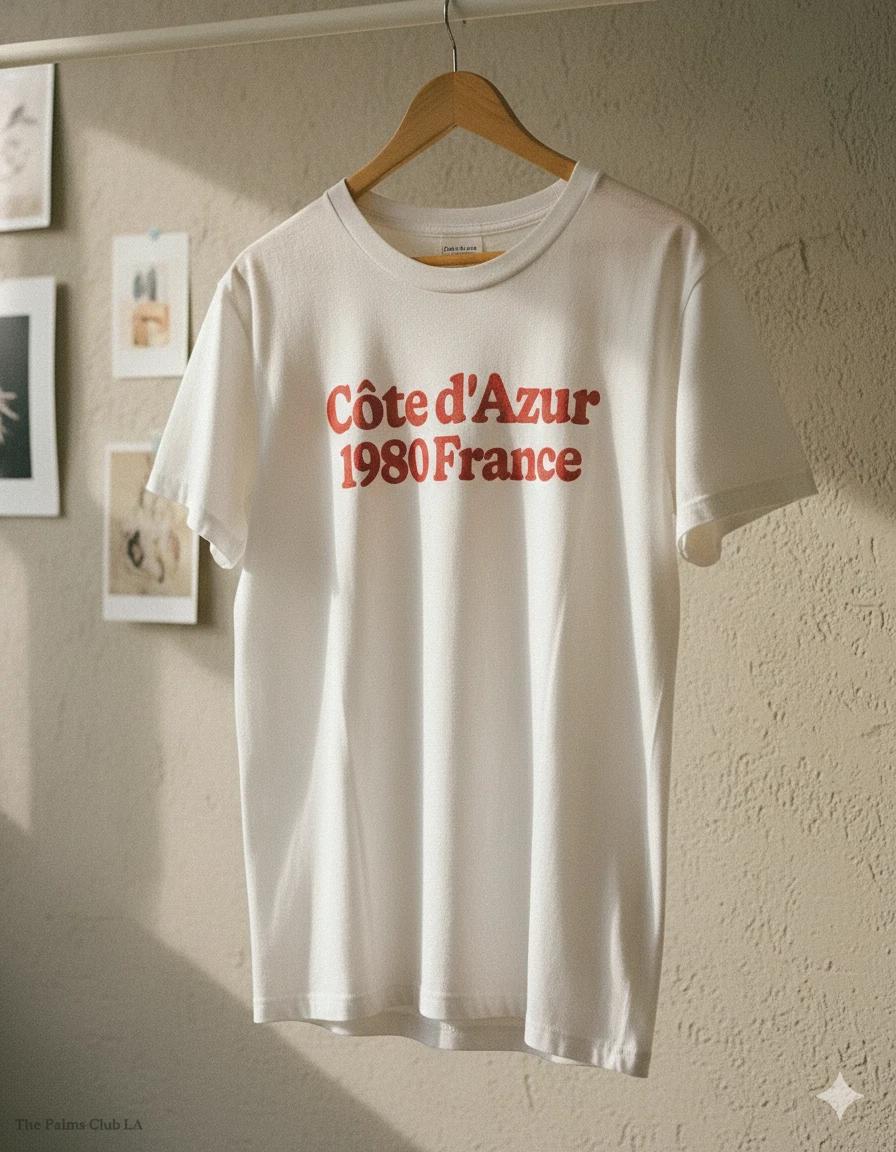 Cote d Azur 1980 France Graphic T Shirt White Vintage Style - S144 XL