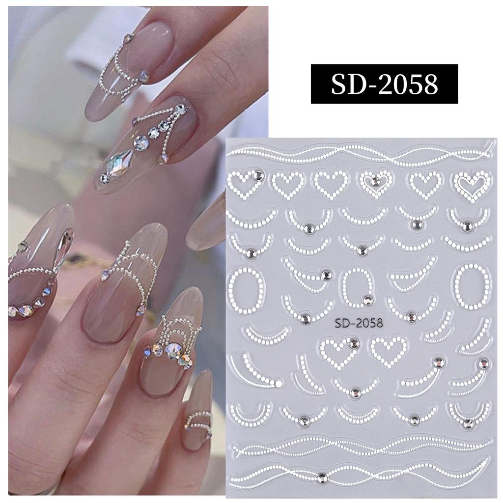 5D Relief Ins Wind Nail Art Sticker Premium Light Luxury With Diamond Bronzing Nail Sticker