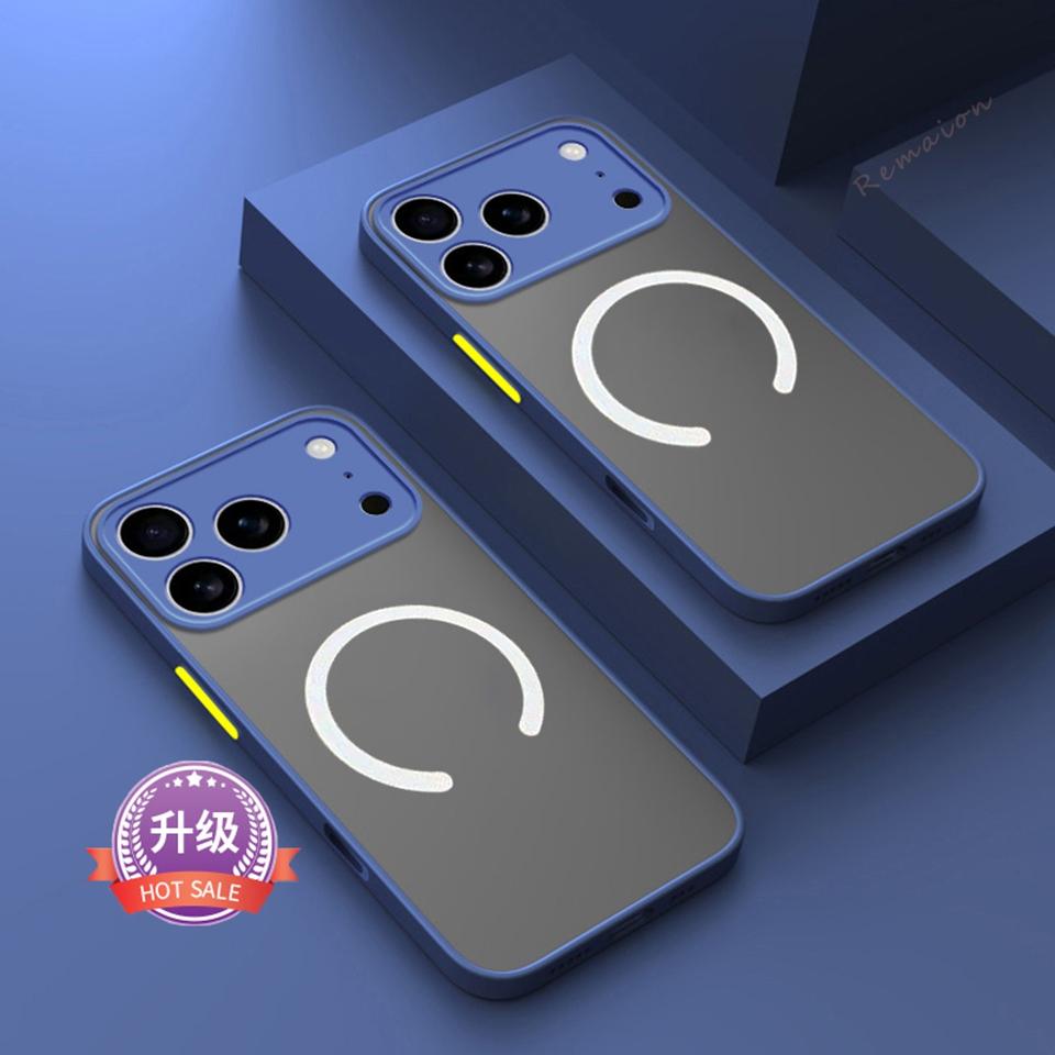 Color Blocking Hard PC Matte Magnetic Case for For Iphone 17 AIR 14 1 16 Plus 13 11 12 17 Pro Max Shockproof  Cover