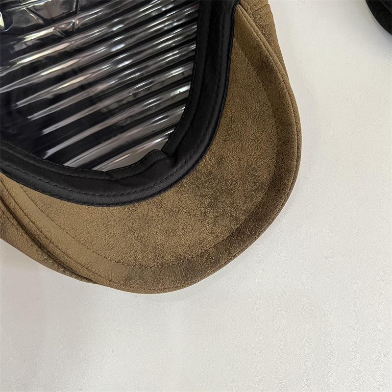 Angola Red Retro Leather Cap Women's Autumn and Winter Literary and Casual Fashion Celebrity Style Warm Forward Hat