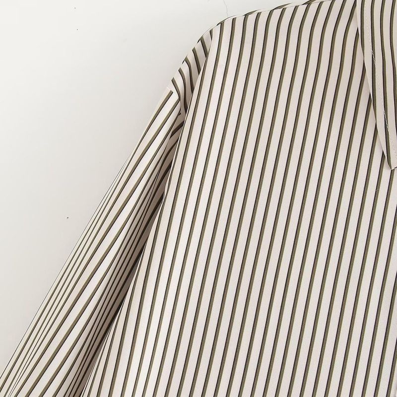 Kaslead New Arrival Women's Clothing Fashion Style Fashion Minimalist All-Matching Lapel Striped Printed Shirt