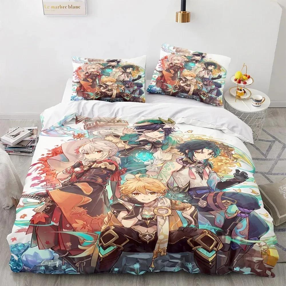 Gioco Genshin Impact Comforter Bedding Sets Quilt Bed Cover Duvet Cover Pillow Case Sets Bambini Taglia Adulto