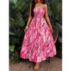 Women's sexy dress strapless elastic waist printed long dress