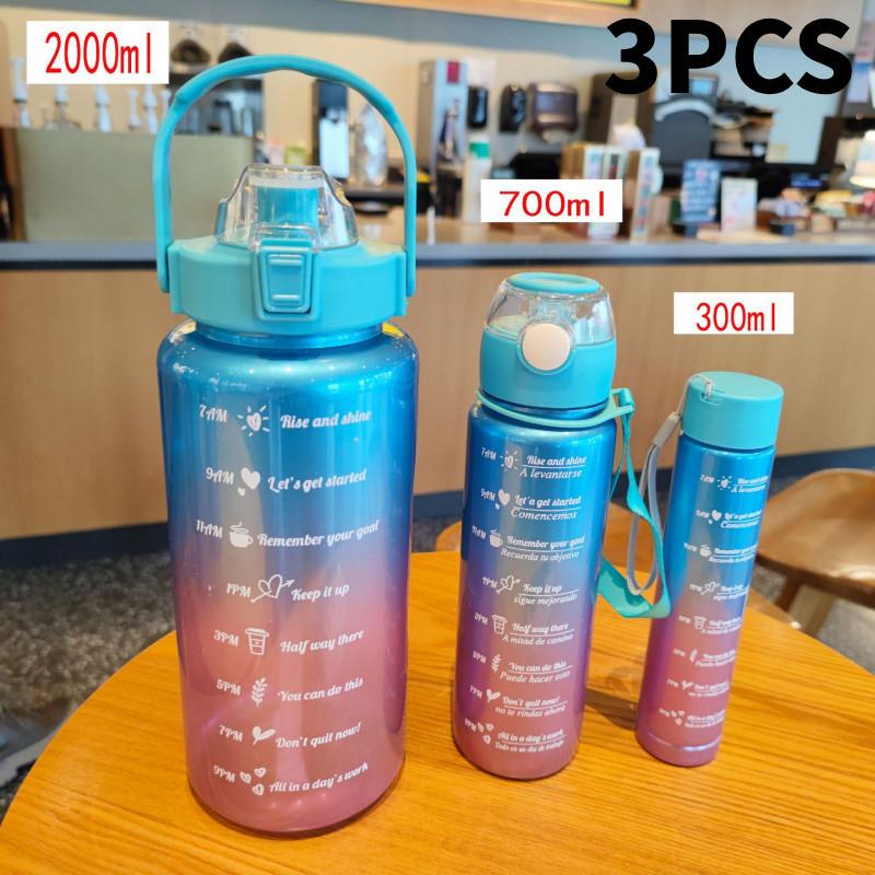 

Large Capacity Sports Kettle Plastic Outdoor Portable Threepiece Colourful Set синий