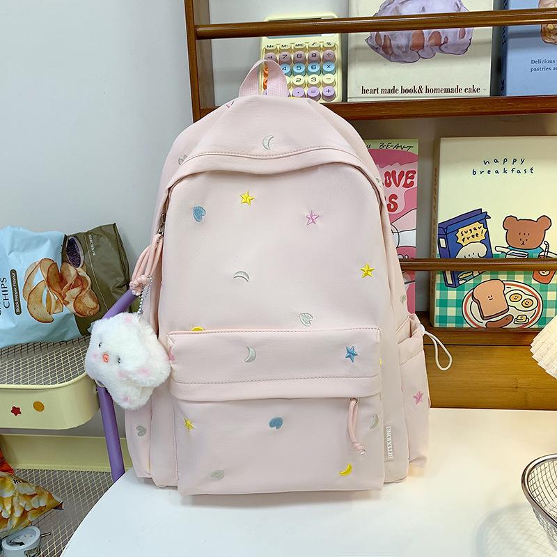 Korean version schoolbag female college student cute embroidery large-capacitycomputer backpack lightweight junior high school student travel backpack
