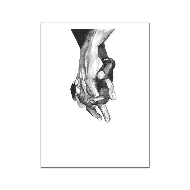 Nordic Fashion  Lover Kiss Black White Abstract Line Posters Print Canvas Painting Hand Wall Art Pictures Bedroom Home Decor