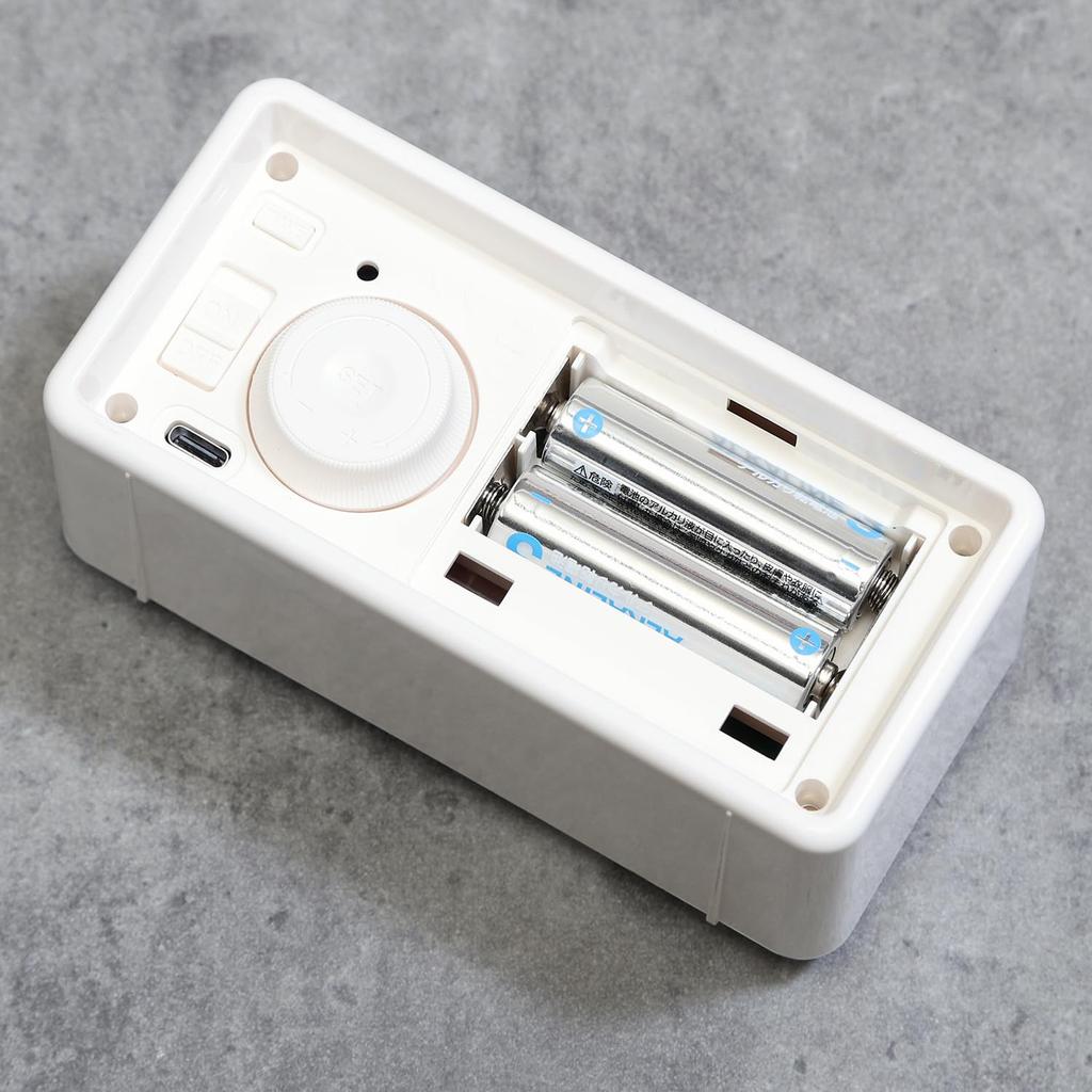 Fuji Boeki Table Clock, Radio-Controlled Digital Alarm Clock, Flip-Style, Snooze Alarm, Backlight, Retro Pop White 60694