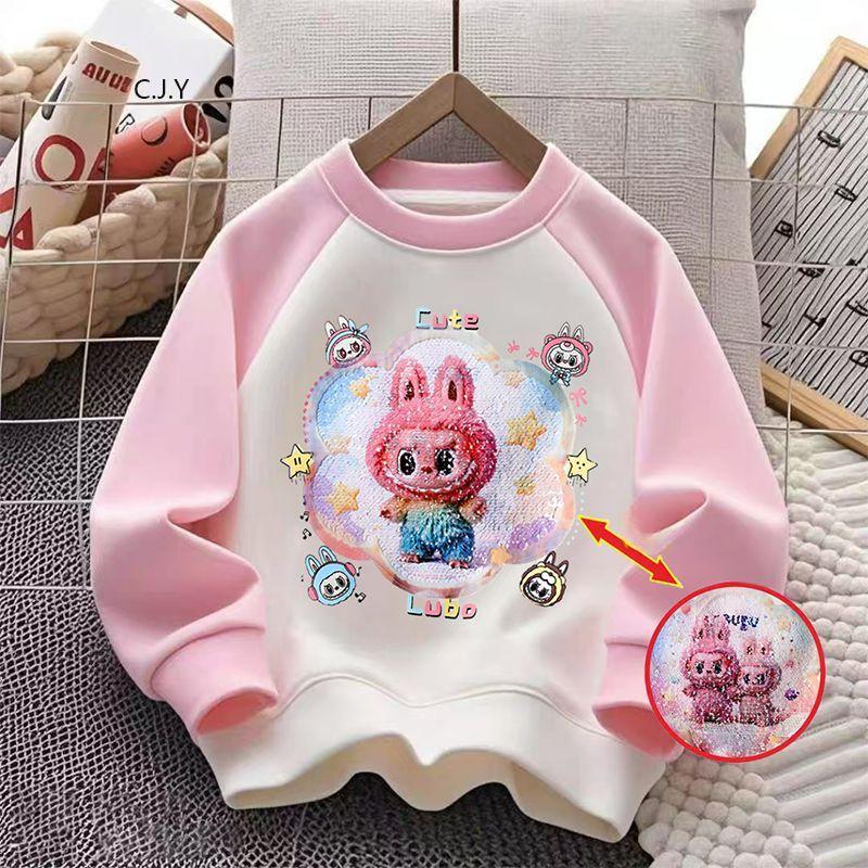 Spring and Autumn Girls' Sequined Color-changing Sweatshirt Children's Fashionable Long-sleeved Top