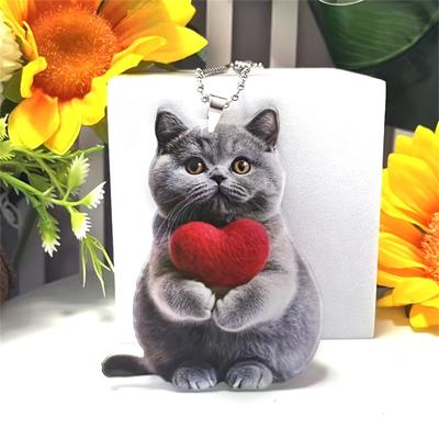 Cute Cat Acrylic 2D Flat Pendant, Hanging Decorations, Car Interior, Keychain Decoration