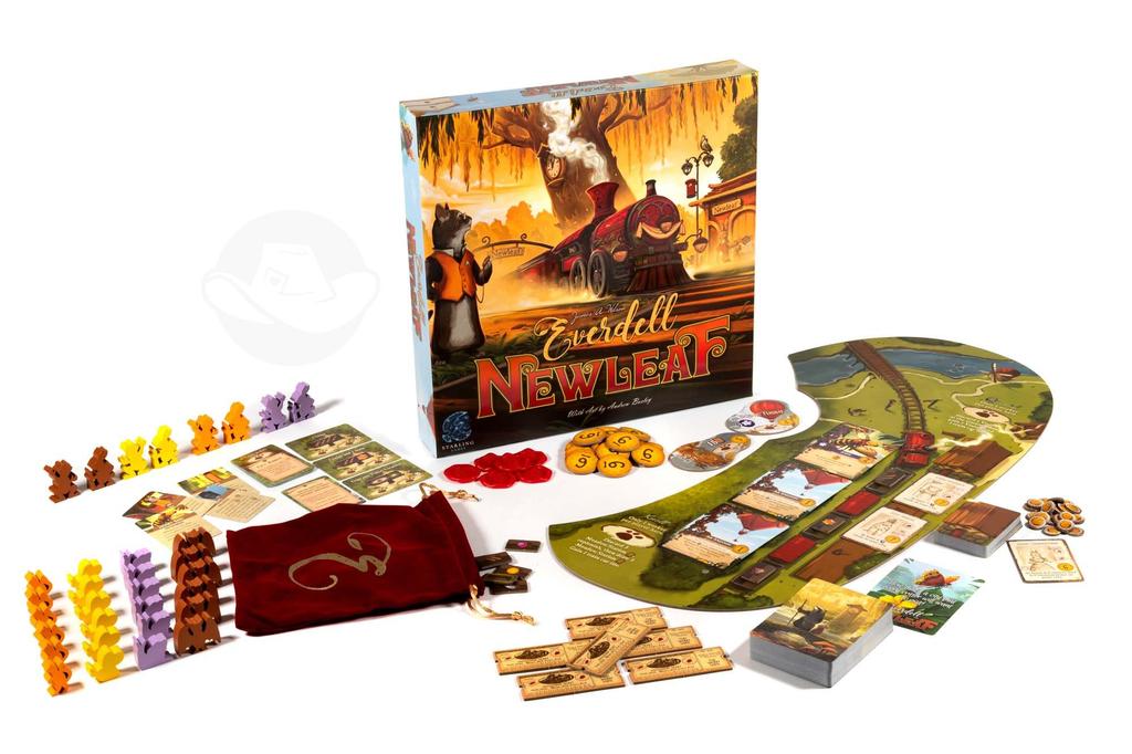 Newleaf Expansion A board game for the Everdell base Includes new train and Ages fantasy tabletop game Everdell – add-on game. stations, visitors,